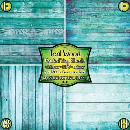 Teal Wood ★ Pattern Vinyl | Faux Leather | Sublimation (TAT 3 BUS DAYS)