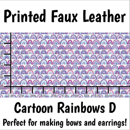 Cartoon Rainbows D - Faux Leather Sheet (SHIPS IN 3 BUS DAYS)